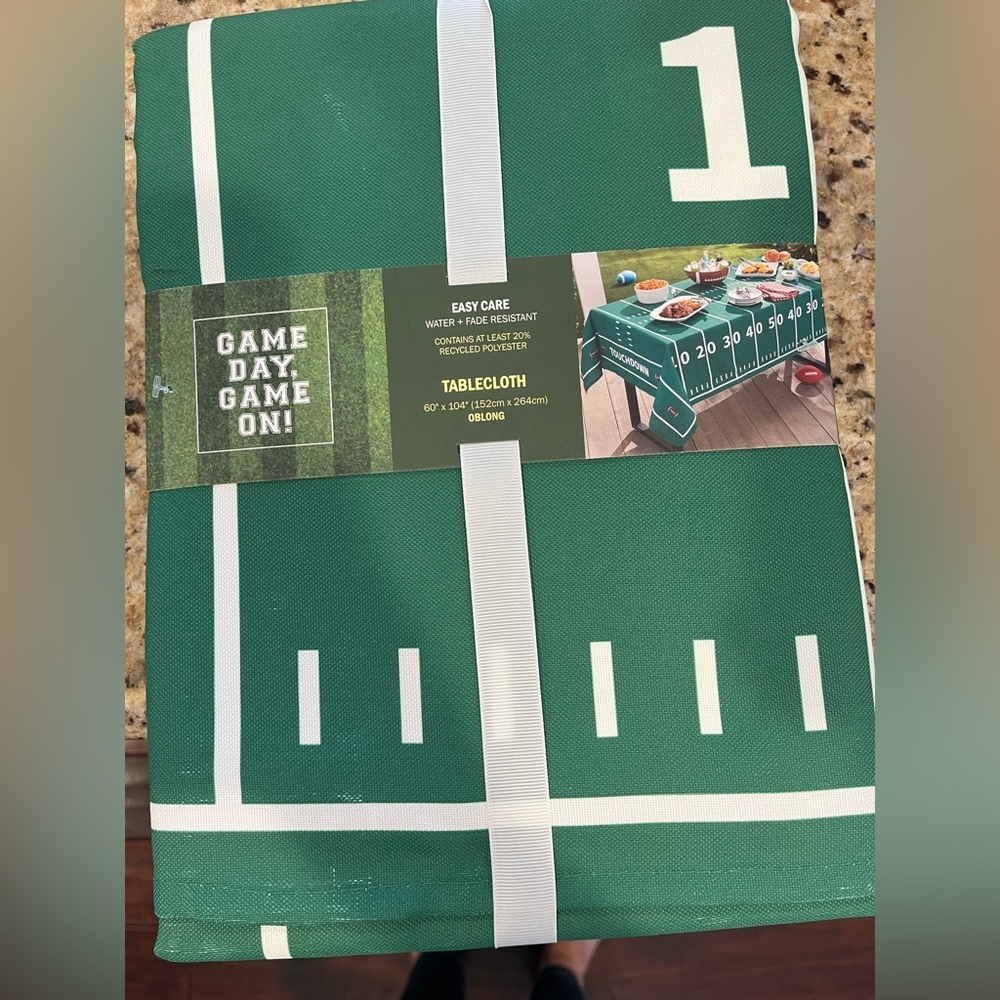 Game Day Green Football Field Tablecloth